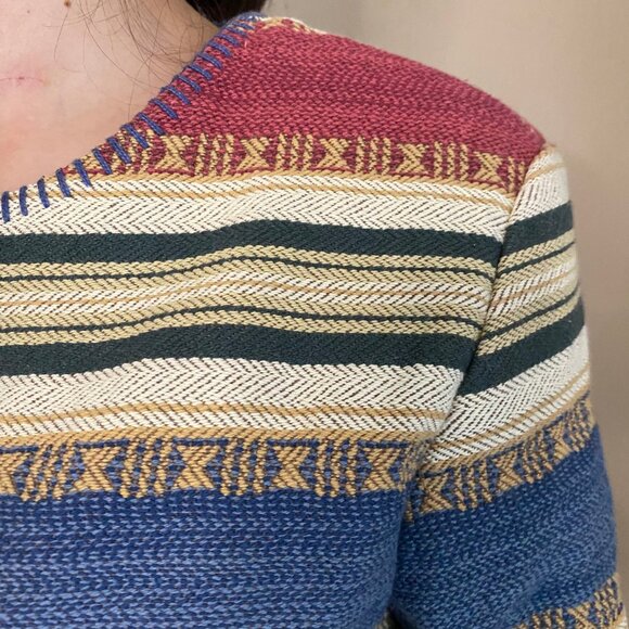 Vintage Roughrider Woven Stripe Jacket - Made in USA | Boho Western Style size L - Picture 4 of 7